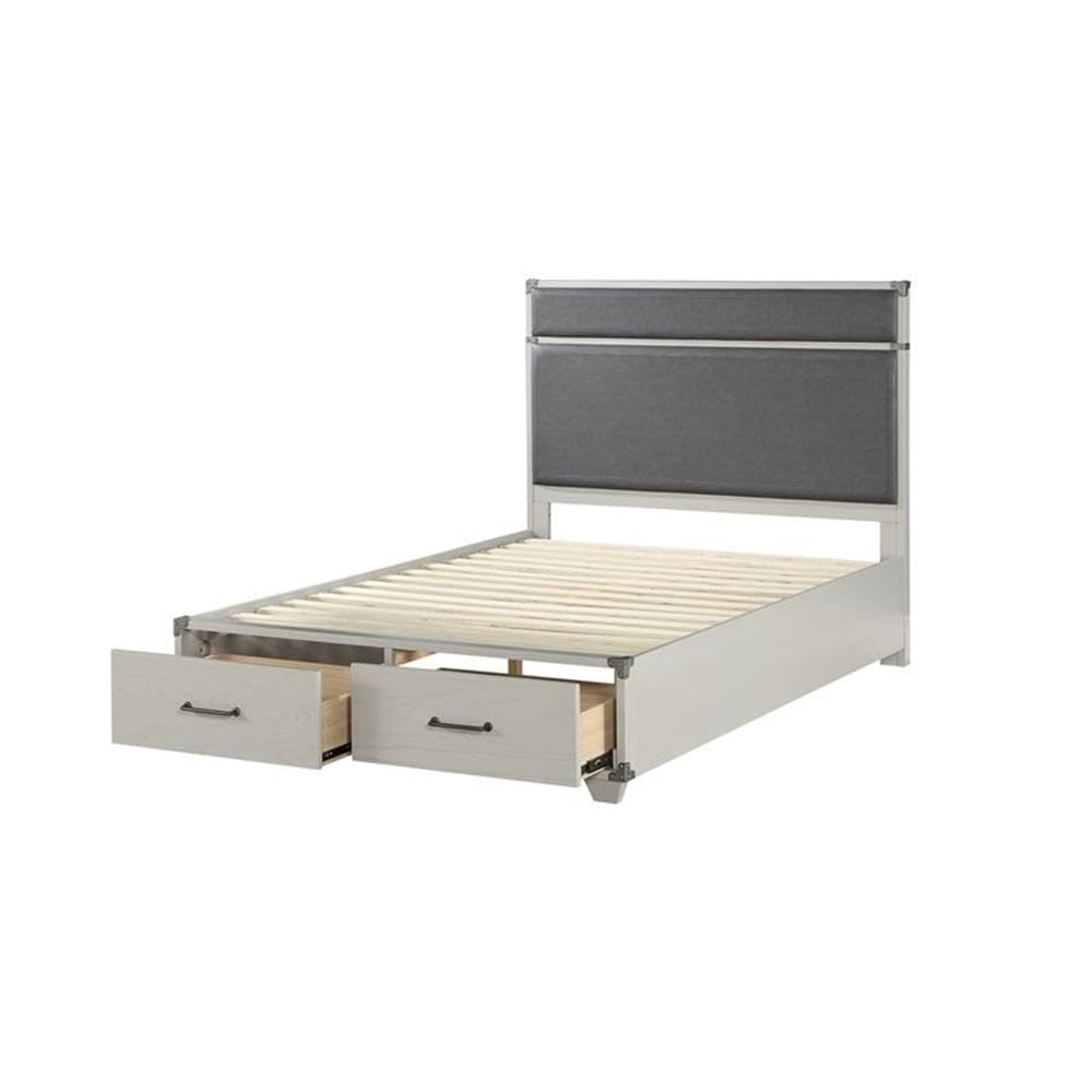 Acme Orchest Upholstered Full Panel Storage Bed with Wooden Frame in Gray