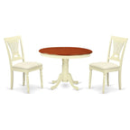 East West Furniture HLPL3-BMK-C Hartland 3 Piece Room Furniture Set Contains a Round Kitchen Table with Pedestal and 2 Linen Fabric Upholstered Dining Chairs, 42x42 Inch