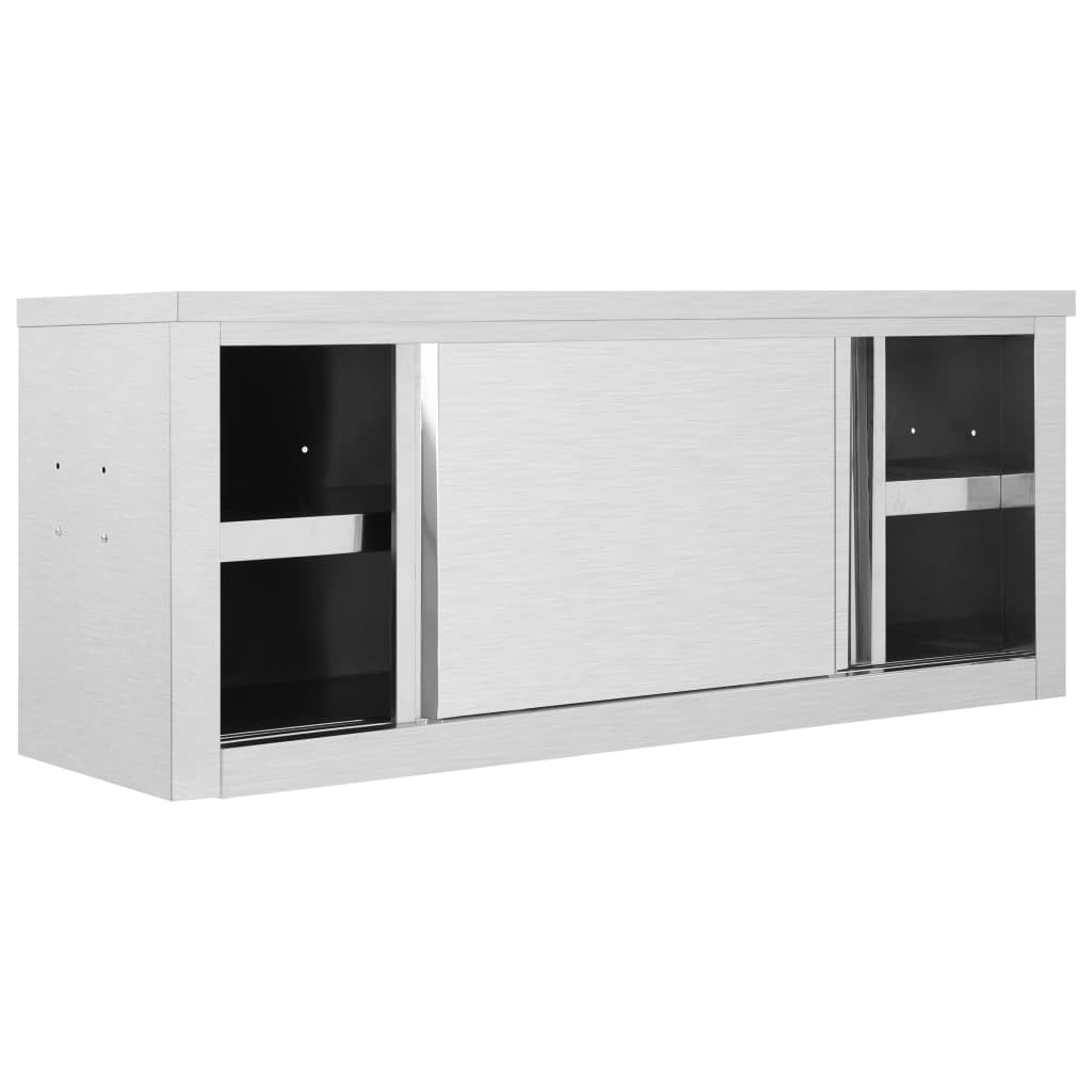 vidaXL Kitchen Cabinet with Sliding Doors Storage Cabinet Restaurant Hotel Canteen 120 x 40 x 50 cm Stainless Steel