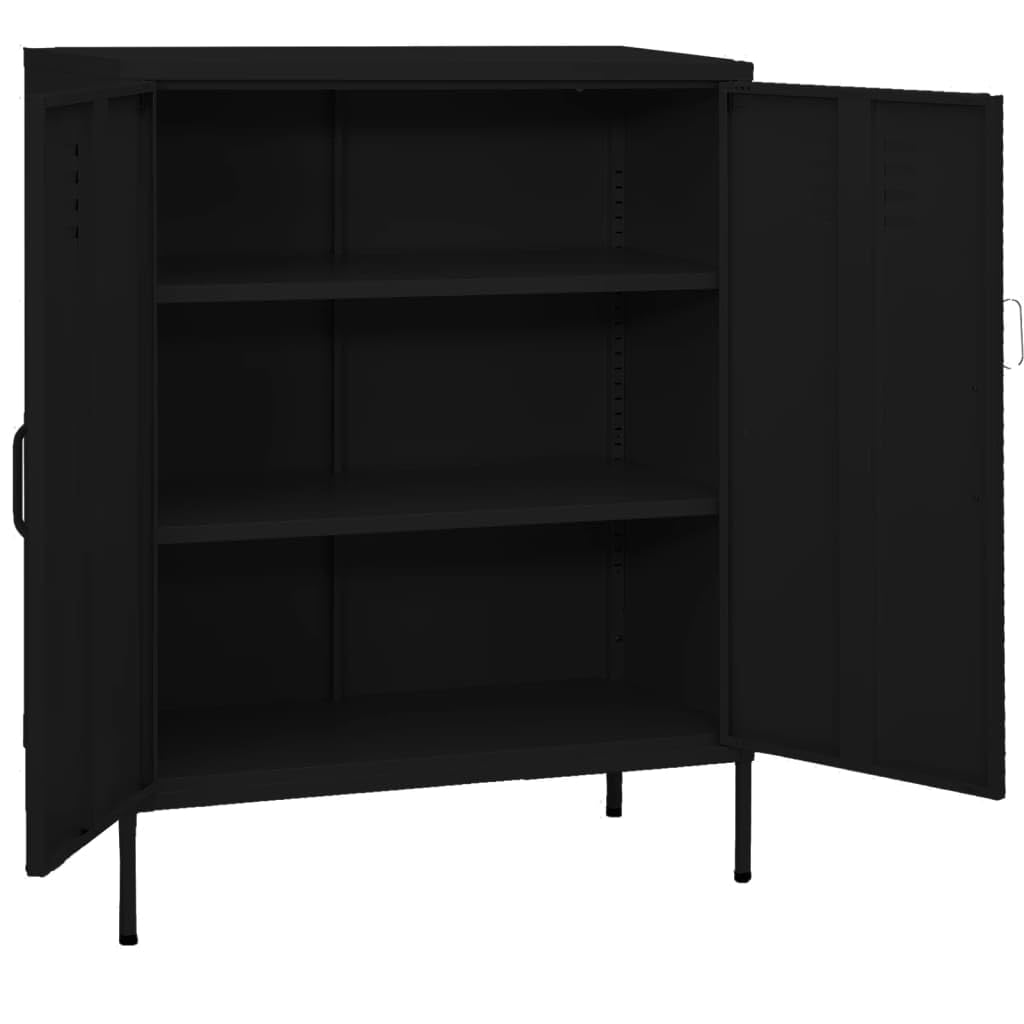 vidaXL Storage Cabinet Black 31.5&quot;x13.8&quot;x40&quot; Steel
