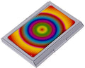 Stephanie Imports Set Of 3 Slim & Minimalist Metal Dual Slot Business Card Holder Unisex Case With Printed Insert (Rainbow Hypno