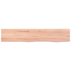 vidaXL Solid Oak Wood Wall Shelf with Varnish Finish – Handmade Live Edge Design, Versatile and Spacious Storage Surface