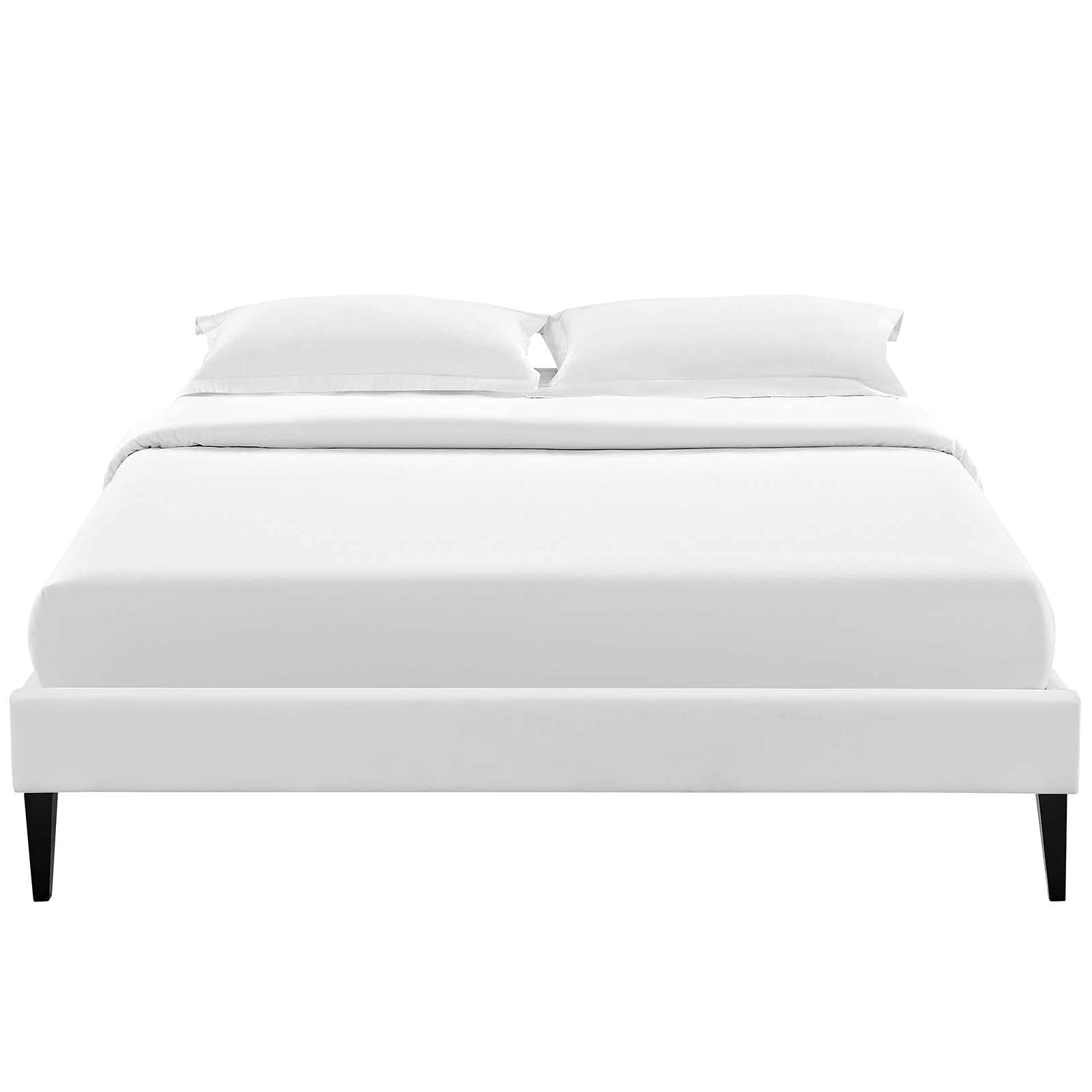 Modway Tessie Faux Leather Queen Platform Bed Frame With Wood Slat Support In White