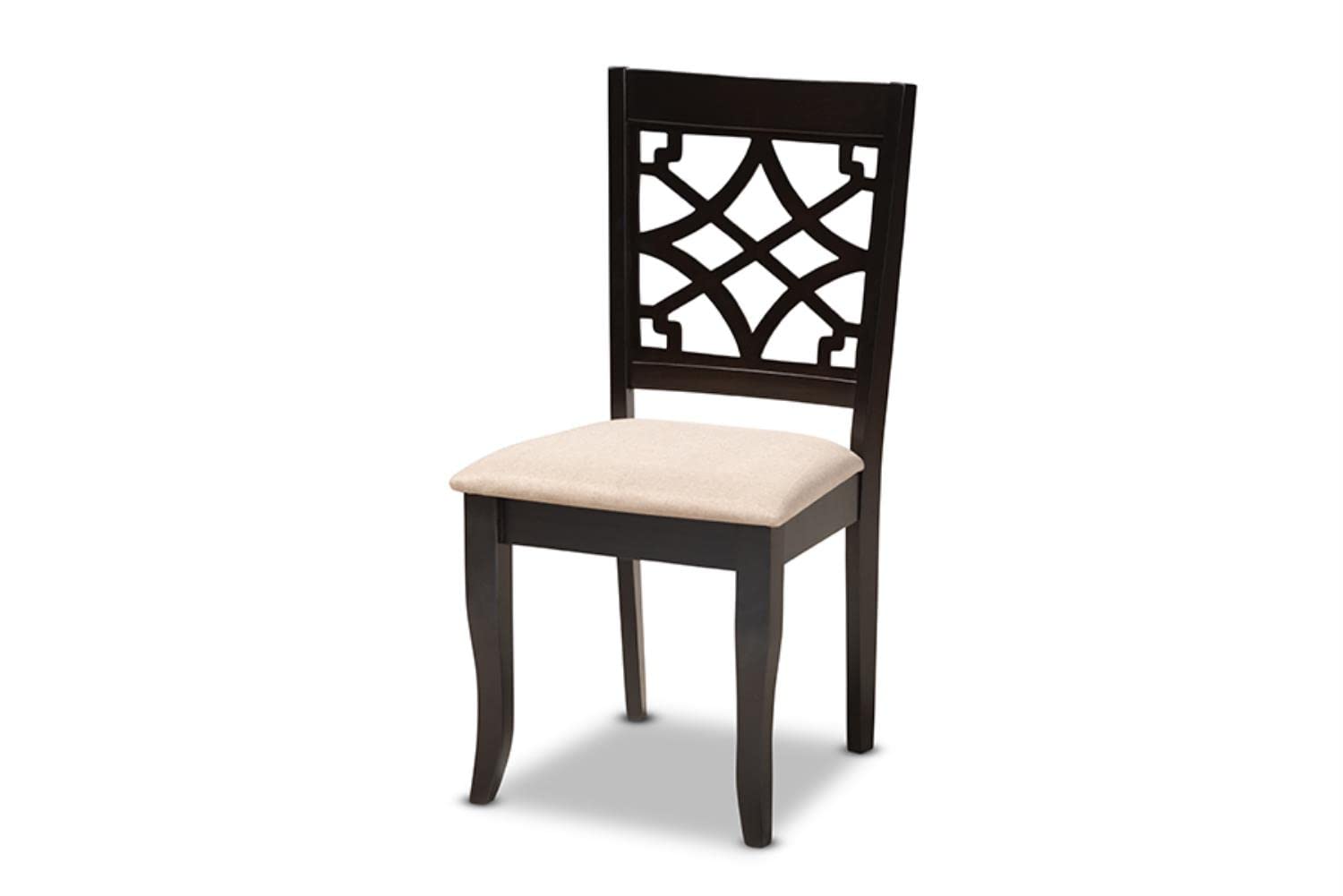 Baxton Studio Mael Modern and Contemporary Sand Fabric Upholstered Espresso Brown Finished 5-Piece Wood Dining Set