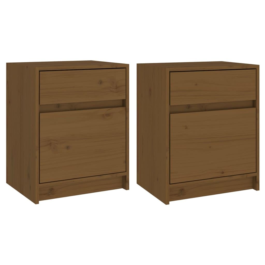 vidaXL Bedside Cabinets 2 pcs Honey Brown 15.7&quot;x12.2&quot;x19.7&quot; Solid Wood Pine