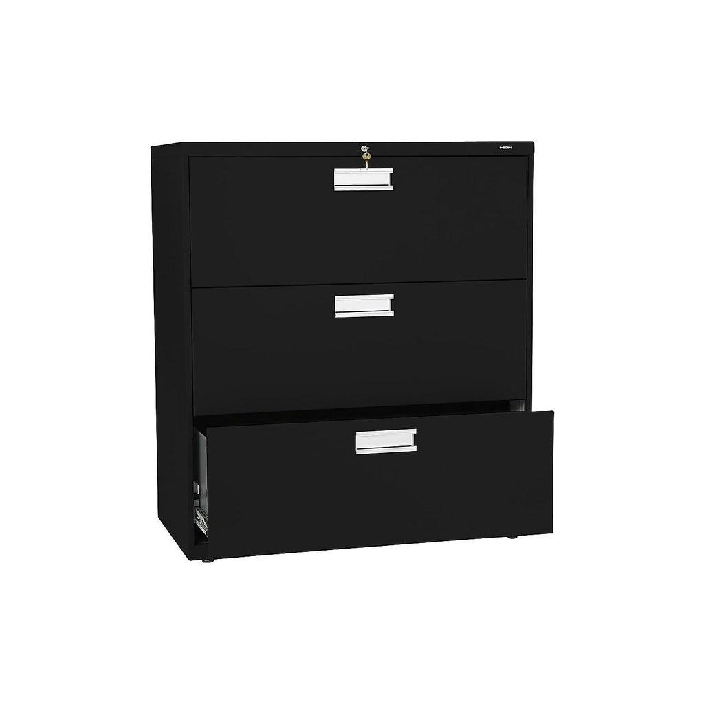 Hon 600 Series 5-Drawer Lateral Files W/ Locks-5 Drawer Lateral File W/Lock, 36"X19-1/4"X67", Charcoal
