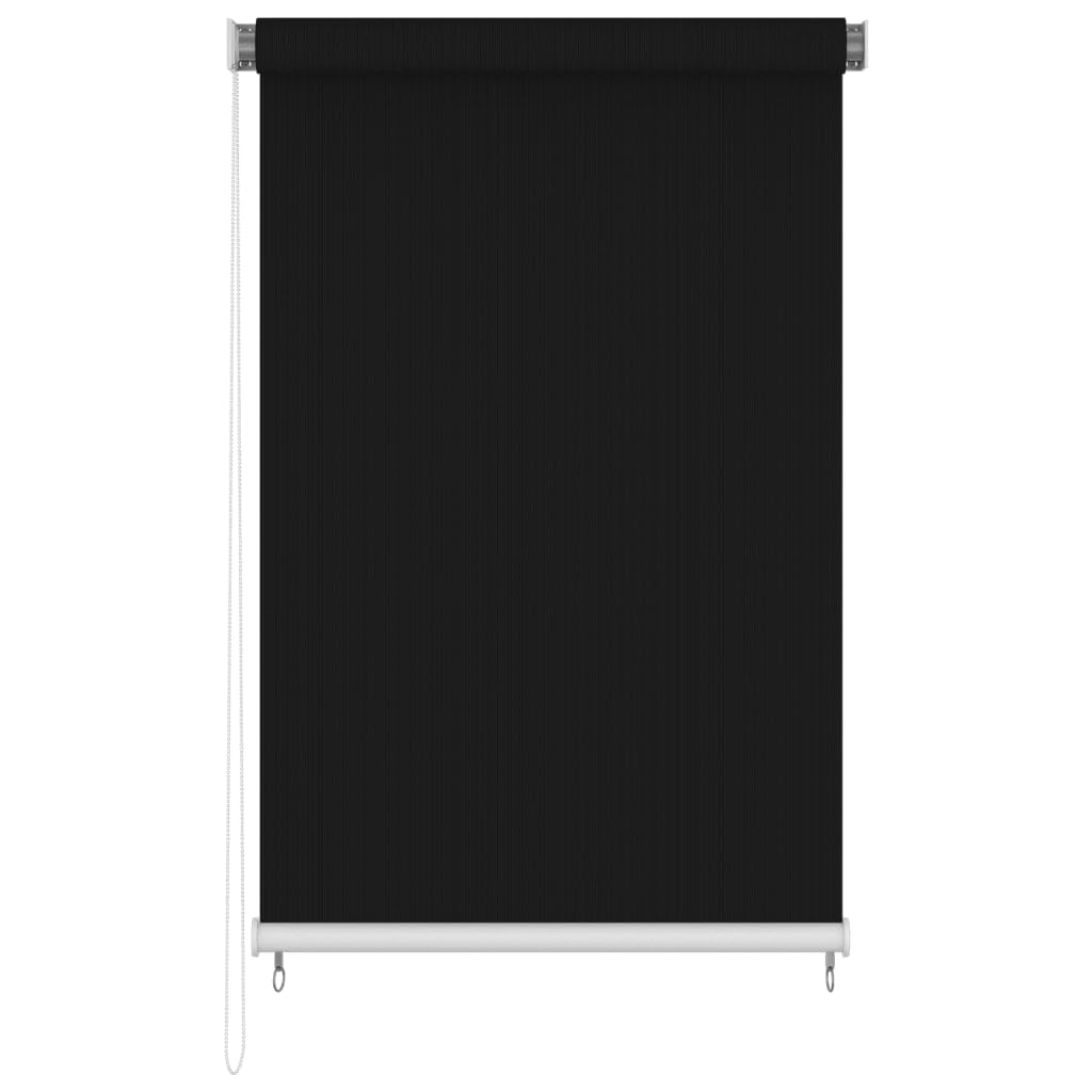 vidaXL Outdoor Roller Blind - High-Density Polyethylene (HDPE) Fabric, UV Protection, Breathable Design, Easy Installation, Black - 70.9&quot; x90.6”