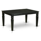 East West Furniture Wefl5-Blk-21 5 Piece Dining Table Set For 4 Includes A Rectangle Kitchen Table With Butterfly Leaf And 4 Blue Linen Fabric Upholstered Chairs, 42X60 Inch, Black