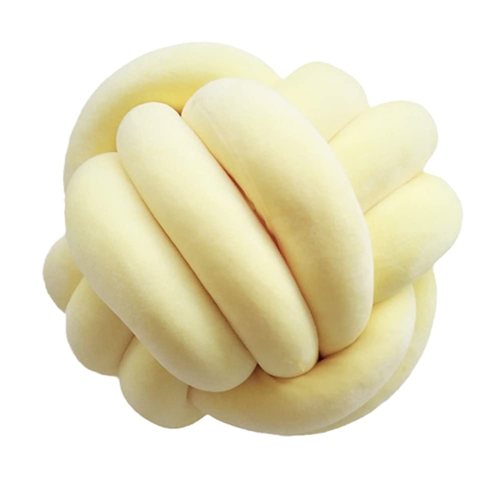 Knot Pillow Ball Round Cushion Pillows, Children Room Decoration Plush Toys Calming Stress Relief Toy (Yellow,8.5in/22cm)