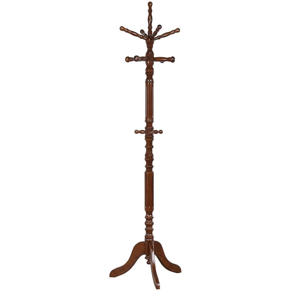 Coaster Home Furnishings Achelle Entryway 11-Hook Freestanding Coat Rack Hat Hanger Sturdy Wooden Hall Tree Clothing Stand Tobacco Brown 900769