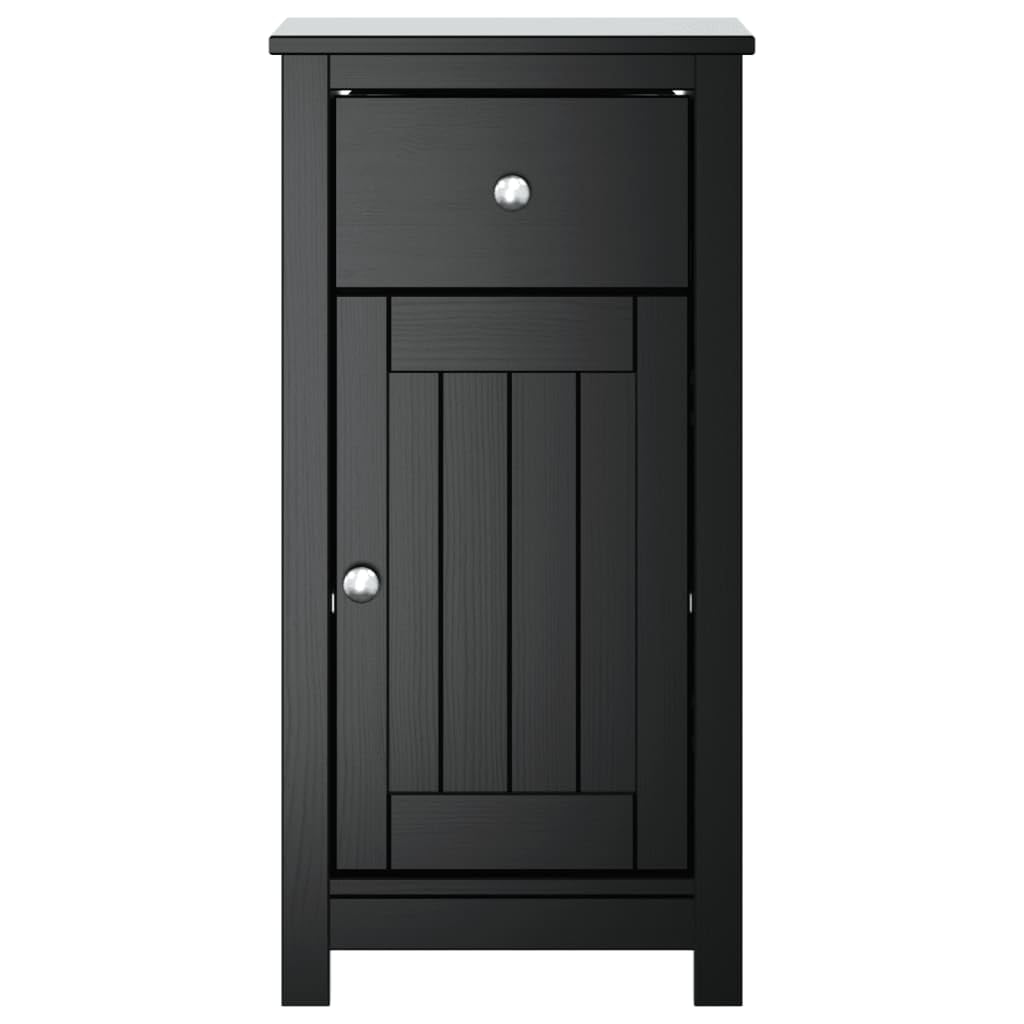 vidaXL Bathroom Cabinet Berg Range - Black Solid Pine Wood and Engineered Wood Construction - Compact Storage Unit - Modern Design