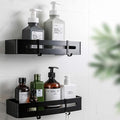 Lamok SelfAdhesive Wall Mounted Bathroom Shelf With Hooks & Towel Holder  Multi Purpose Rack For Bathroom Accessories (Side Sh