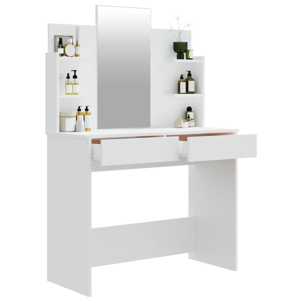 vidaXL Dressing Table with Mirror White 37.8"x15.7"x55.9"