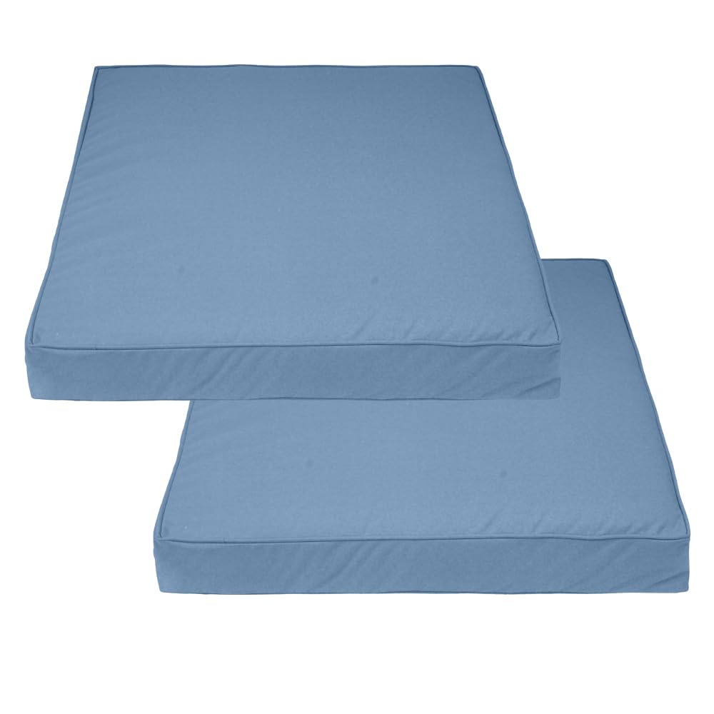 Covers & All Square Patio Cushion Covers For Outdoor Furniture, Water, Tear & Uv Resistant Pu Coated Polyester Cover With Double Zippers (Pack Of 2) (28' L X 28' W X 4' Thick, Sky Blue)