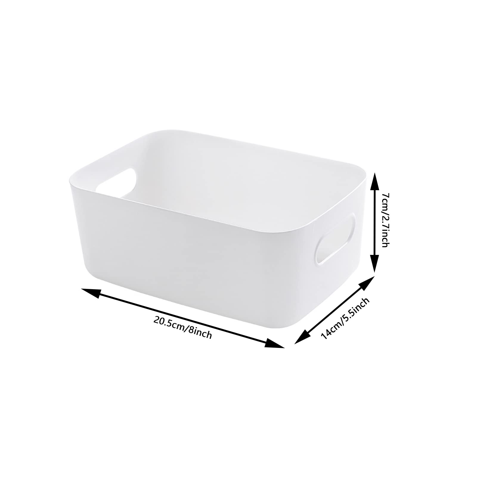 Feoowv Small Plastic Storage Baskets, 8 Pack, White, Portable, Stackable, Multipurpose, Bpa Free, Ideal For Pantry, Fridge, Clos