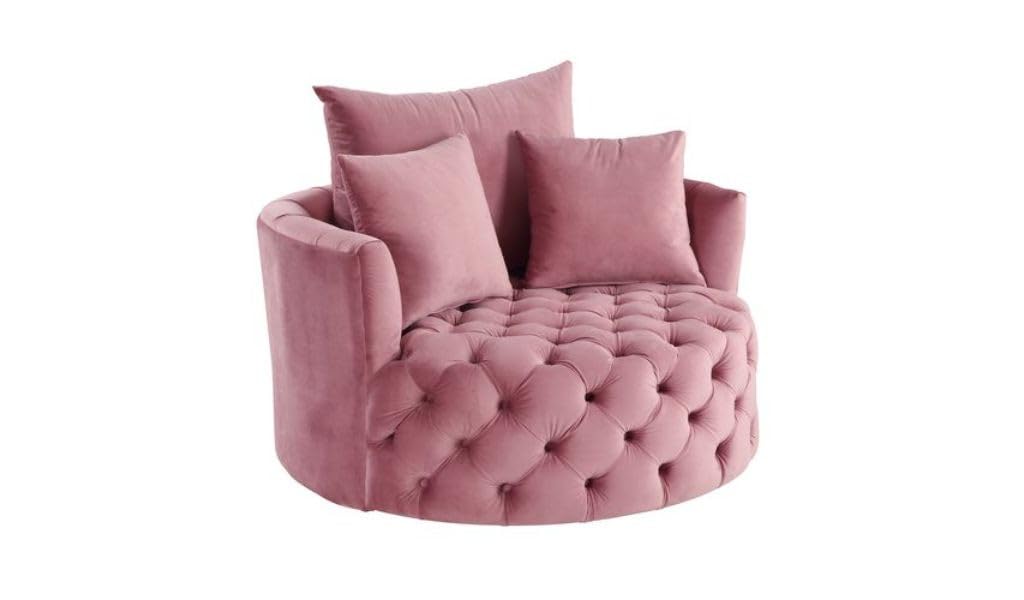 HomeRoots 486596 43 in. Pink Velvet Solid Color Barrel Chair