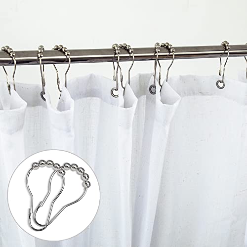 Koufall White Waterproof Linen Fabric Shower Curtain 72 By 78 Inch Length