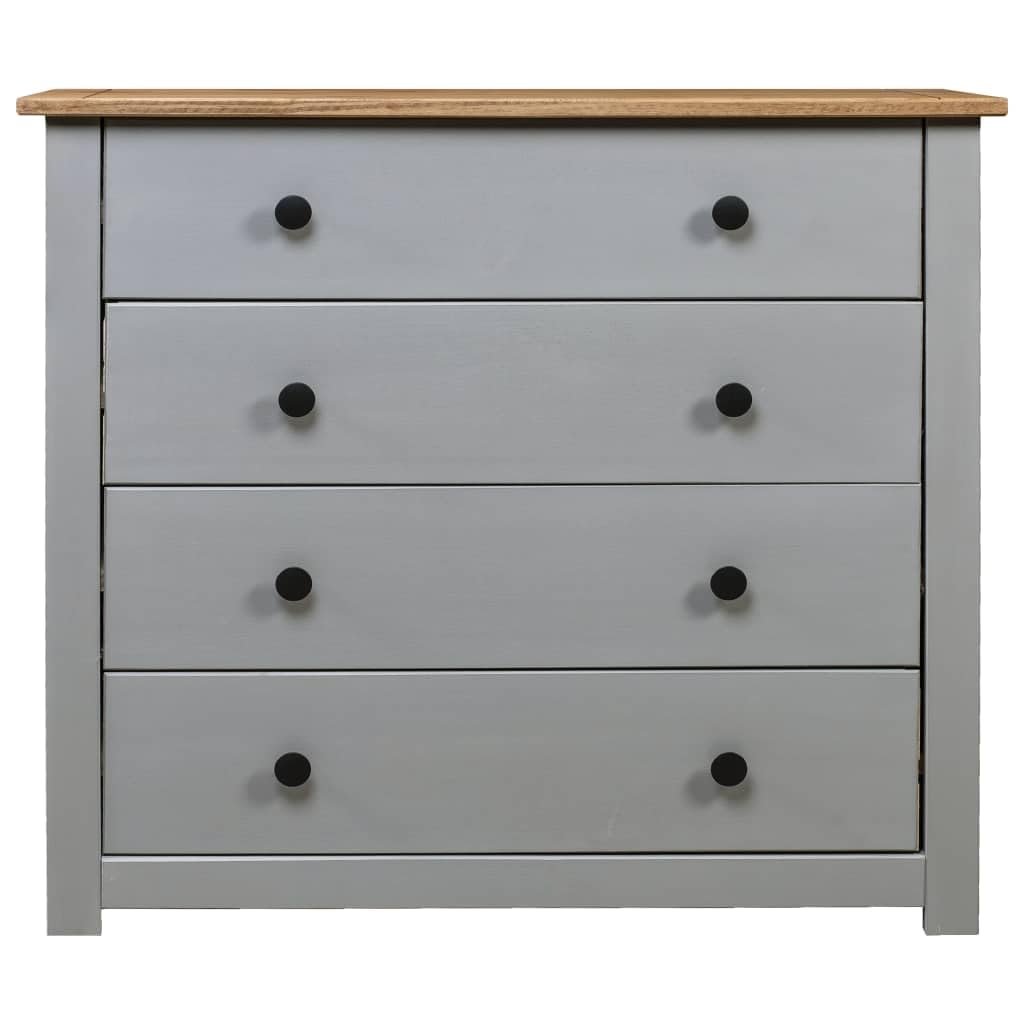 vidaXL Rustic Side Cabinet with 4 Drawers - Gray Wood Panel, Farmhouse Pine Panama Range Stand - Perfect for Home or Office