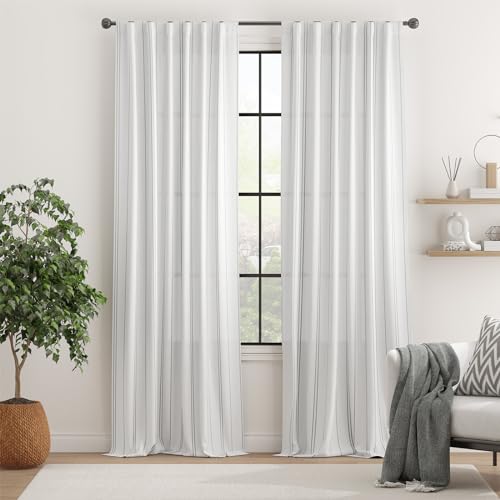 Jinchan Grey And White Striped Curtains 96 Inches Long For Living Room Bedroom Grey On White Curtains Pinstripe Curtains Privacy Light Filtering Rod Pocket Modern Window Curtains Set 2 Panels