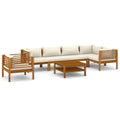 vidaXL Patio Lounge Set 7 Piece, Patio Furniture Set for Outdoor Garden, Sectional Sofa with Cushions, Corner Sofa, Retro Style,