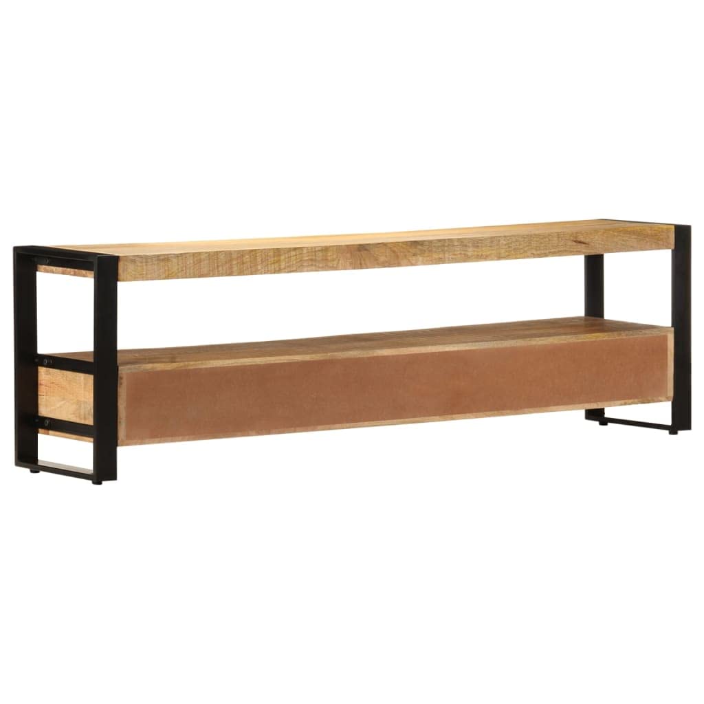 vidaXL Mango Wood TV Stand - Solid Construction - Powder-Coated Steel Frame - Ample Internal Storage - Rustic Charm - Compliant with California Proposition 65