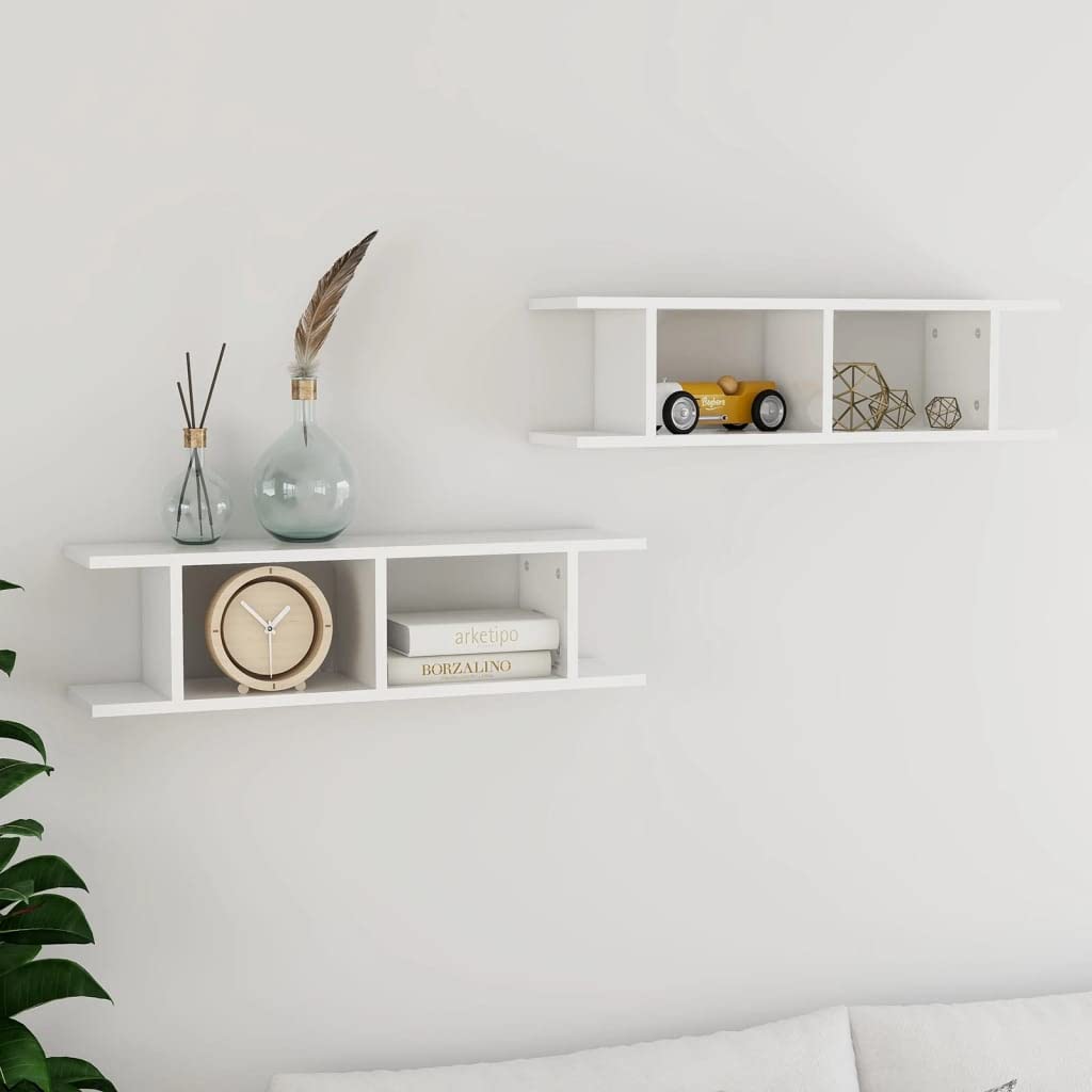 Wall Shelves 2 pcs High Gloss White 78x18x20 cm Engineered Wood