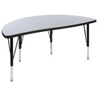 Flash Furniture 3 Piece 76" Oval Wave Collaborative Grey Thermal Laminate Activity Table Set - Height Adjustable Short Legs