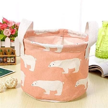 Jigva Round Canvas Storage Basket For Dressing Table Or Kitchen With Handles Canvas Desktop Storage Organiser Blend Storage Bins