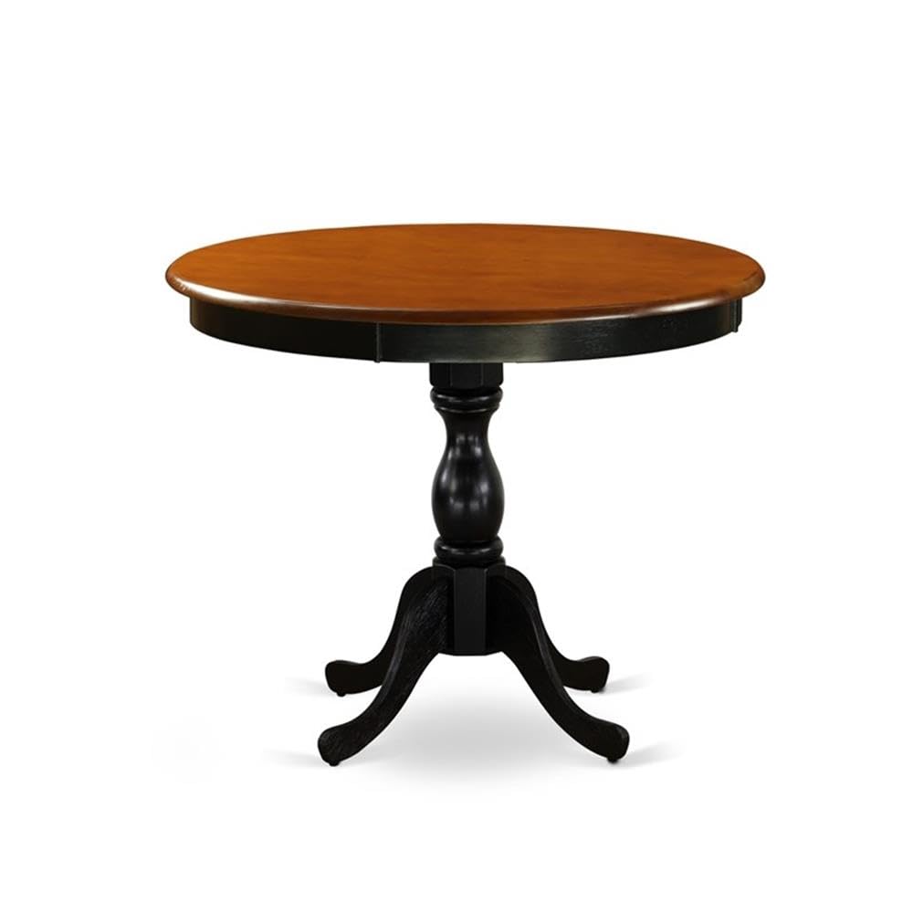East West Furniture Amdu5-Bch-W 5 Piece Dining Room Table Set Includes A Round Kitchen Table With Pedestal And 4 Dining Chairs, 36X36 Inch, Black & Cherry