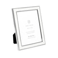 Isaac Jacobs 4x6 White Leather with Silver Metal (Vertical & Horizontal) Picture Frame, Suede Border w/Black Fabric Easel, Wall-