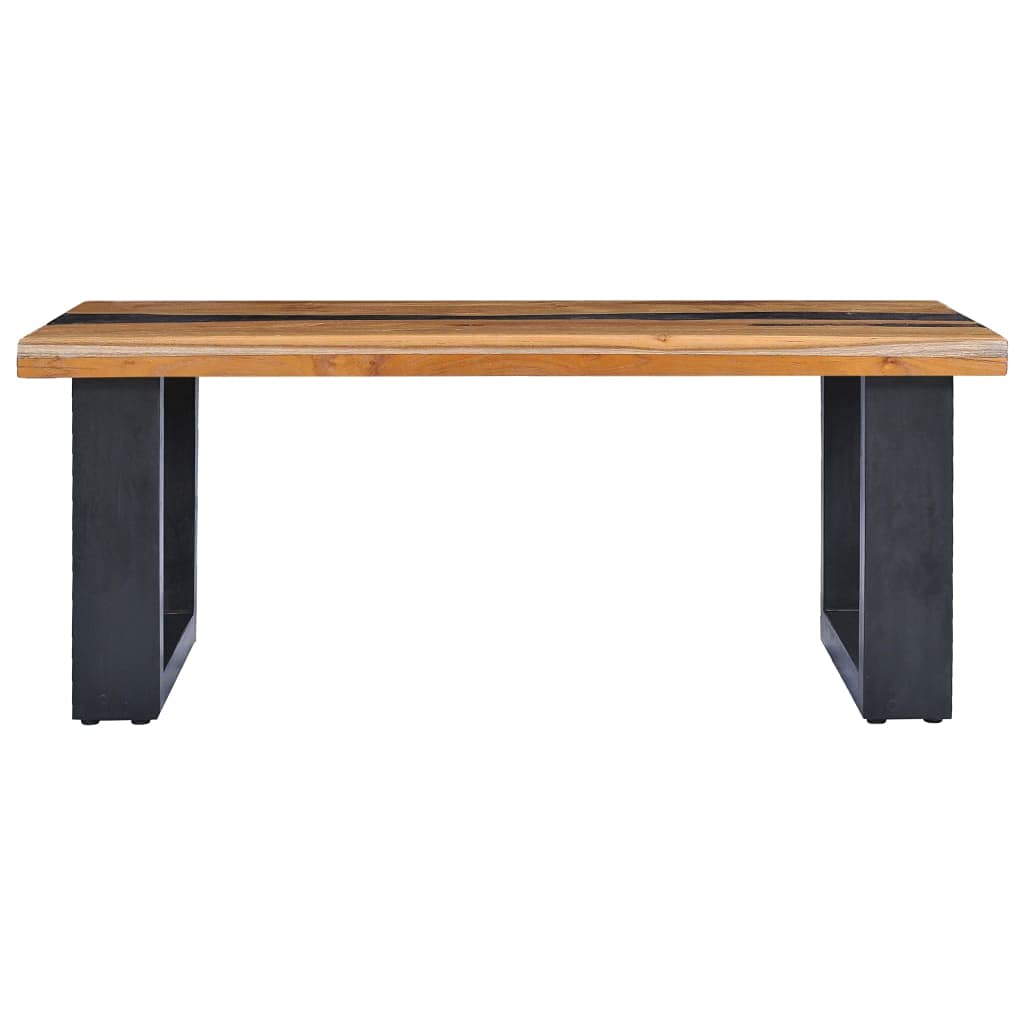vidaXL Solid Teak Wood & Polyresin Coffee Table - Thumbnail 3