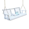 Porchgate Amish Heavy Duty Console Porch Swing with Fold Down Cup Holders in White Stain - Amish Made in The USA from Treated Pi