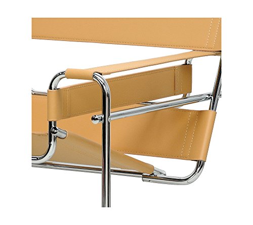 Baxton Studios Jericho Tan Leather And Steel Frame Leasure Accent Chair - Thumbnail 4