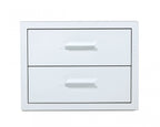 HomeRoots MDF, Steel Modern Glossy White Box Nightstand with Two Drawers