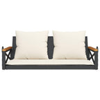 vidaXL Hanging Bench with Cushion, Black, 109 x 62 x 40 cm, Poly Rattan