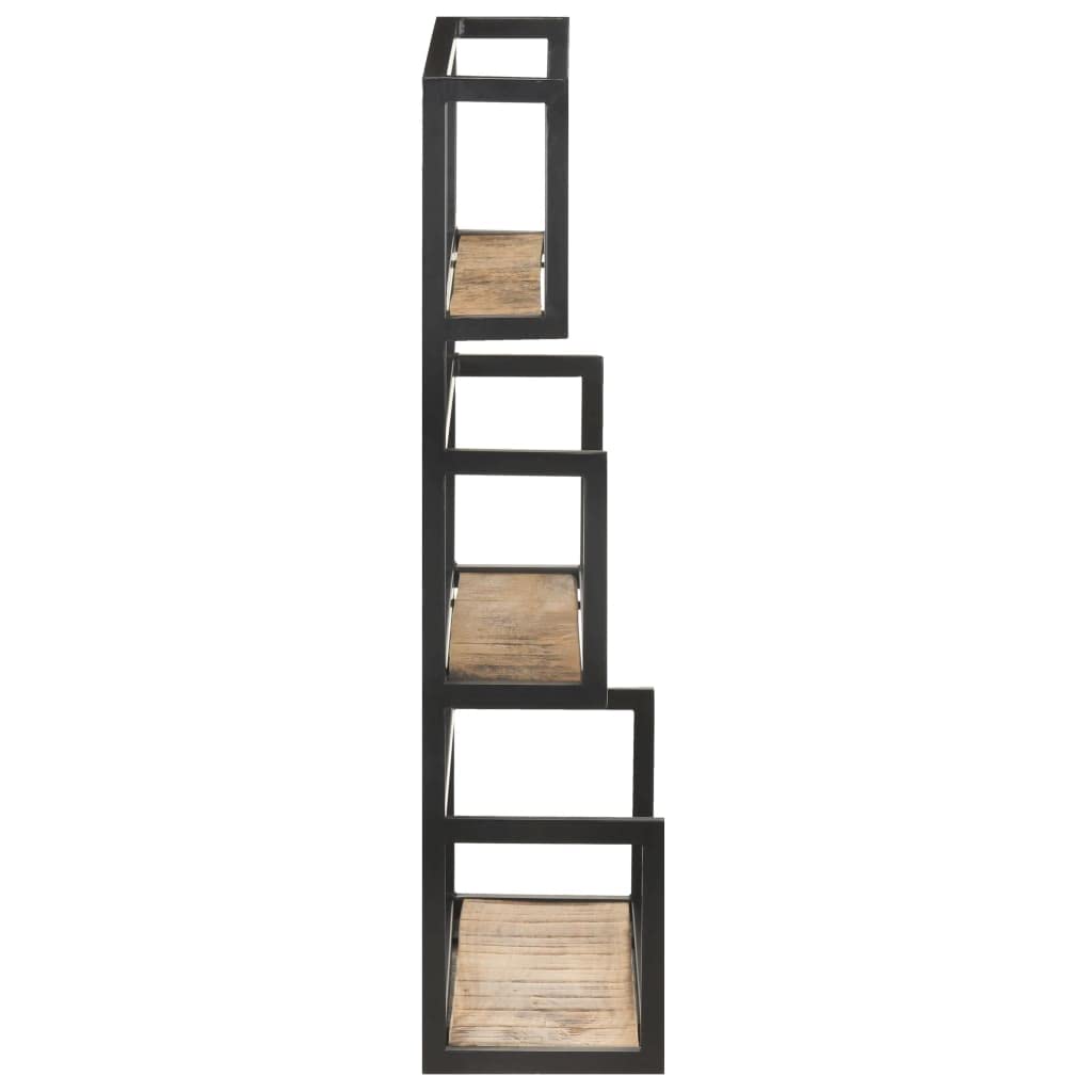 vidaXL Wall Mounted Shelf - Spacious Three-Tier Design, Sturdy Iron Frame & Rough Mango Wood Craftsmanship - Black, Industrial Style, Ideal for Organising and Displaying
