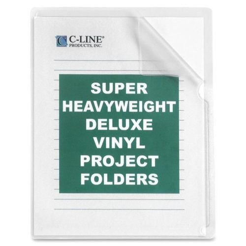 Wholesale Case Of 5 - C-Line Non-Glare Vinyl Project Folders-Project Folders, Vinyl, Nonglare, 11'X8-1/2', 50/Bx, Clear