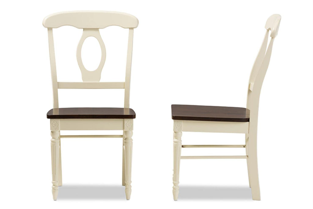 Baxton Studio Napoleon French Country Cottage Wood Dining Chair Cherry Brown/Cream/French Country Cottage