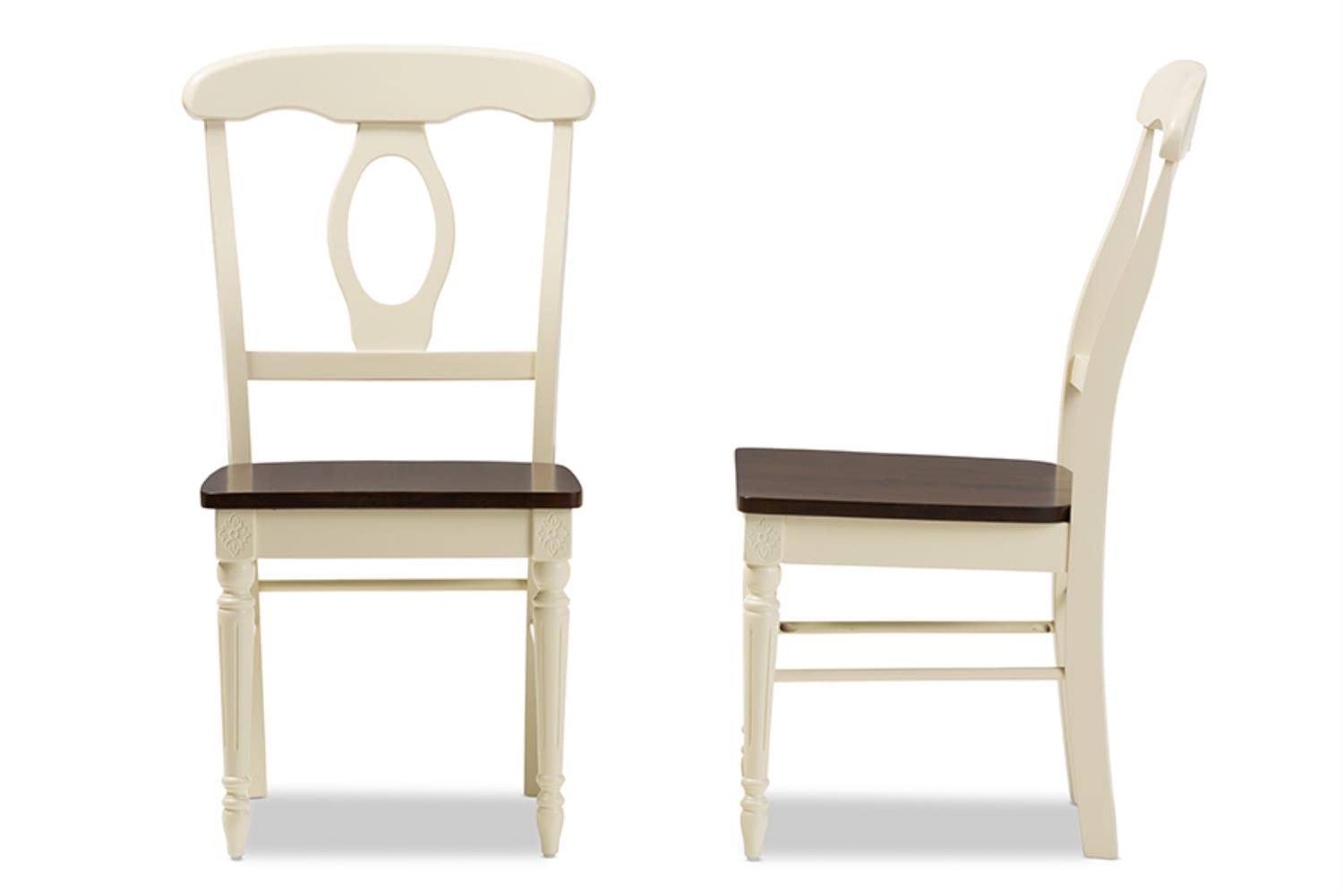 Baxton Studio Napoleon French Country Cottage Wood Dining Chair Cherry Brown/Cream/French Country Cottage