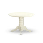 East West Furniture SHBO3-WHI-W 3 Piece Dinette Set for Small Spaces Contains a Round Dining Room Table with Pedestal and 2 Kitchen Dining Chairs, 42x42 Inch, Linen White