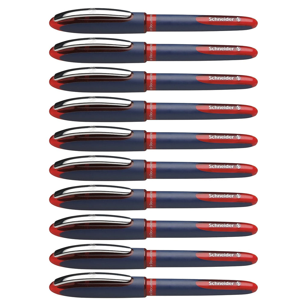 Rediform Psy183002-10 0.6 Mm Schneider One Business Rollerball Pen44; Red - Pack Of 10