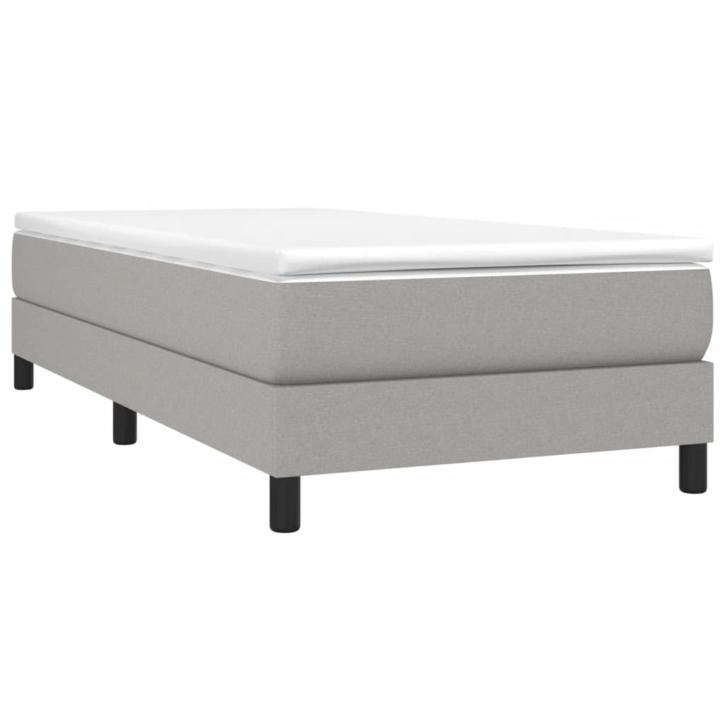 vidaXL Box Spring Twin Bed Frame - Light Gray 39.4x74.8 - Durable Plywood and Engineered Wood Construction - Mattress Friendly - Modern Design