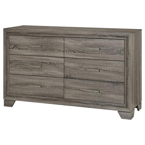 Coaster Home Furnishings Wright Transitional 59-inch 6-Drawer Bedroom Dresser Clothing Storage Cabinet Wide Chest of Drawers Organizer Unit Brown Oak 223343
