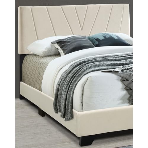 Progressive Furniture Jordan All-in-One Upholstered Queen Bed in Cannoli Cream