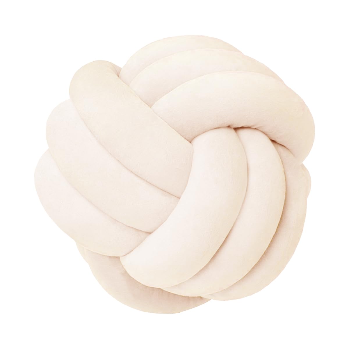 Lusjnge Decorative Throw Knot Pillow Ball For Home Chair Sofa Aesthetic Round Velvet Knotted Pillow Cushion (Milky White, 8.7 In