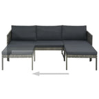 vidaXL Patio Sofa 3 Piece, Garden Sofa Set with Cushions, Patio Lounge Set Outdoor Sectional Sofa Couch for Balcony Garden, Poly Rattan Gray