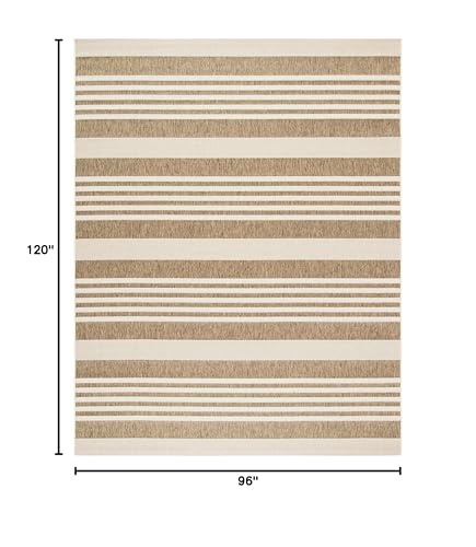 Safavieh Courtyard Collection 8' X 10' Brown/Bone Cy6062 Stripe Indoor/ Outdoor Waterproof Easy Cleaning Patio Backyard Area Rug