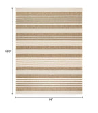 Safavieh Courtyard Collection 8' X 10' Brown/Bone Cy6062 Stripe Indoor/ Outdoor Waterproof Easy Cleaning Patio Backyard Area Rug
