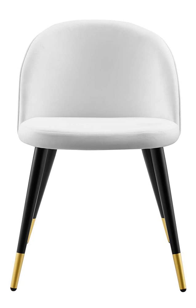 Modway Cordial Performance Velvet Dining Accent Chairs in White - Set of 2