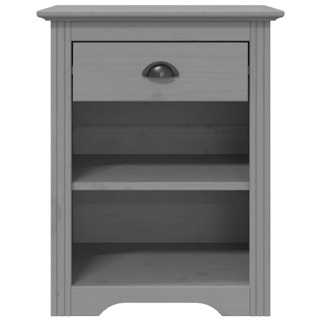 vidaXL BODO Bedside Cabinet in Gray - Timeless French Style Nightstand with Drawer and Open Compartments - Solid Pine Wood Construction - 20.9&quot;x15.2&quot;x26.4&quot;